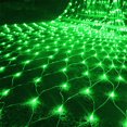 thumbnail image 1 of Luces de red para Halloween/Navidad al aire libre, 1,5 m x 1,5 m, 96 luces LED con 8 modos de iluminación, conectables para árboles de jardín, decoraciones para bodas y fiestas, color verde, 1 of 7