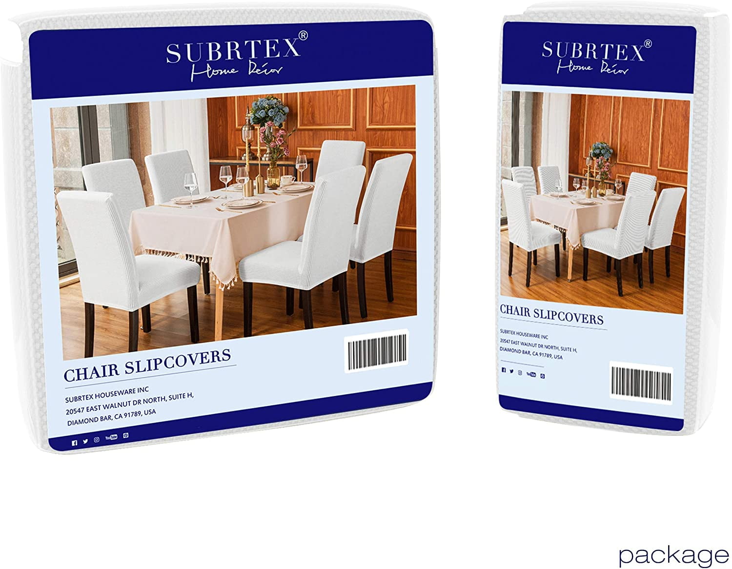 Subrtex Stretch Textured Grain Dining Chair Slipcover (Set of 4, White)