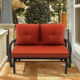 thumbnail image 2 of Costway Patio 2-Person Glider Bench Rocking Loveseat Cushioned Armrest Brick Red, 2 of 8