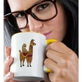 thumbnail image 2 of 3drose, Funny Cute Sloth Riding Llama Cartoon, 15oz Two-tone Yellow Mug, 2 of 6