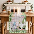 thumbnail image 2 of Table Runner 72 Inches Long for Kitchen Dining, Easter Dresser Scarf Farmhouse, Dining Table Decorations for Wedding/Parties, Spring Gnomes Floral Bunny Duck Green Pink Plaid 14 x 72 In, 2 of 8