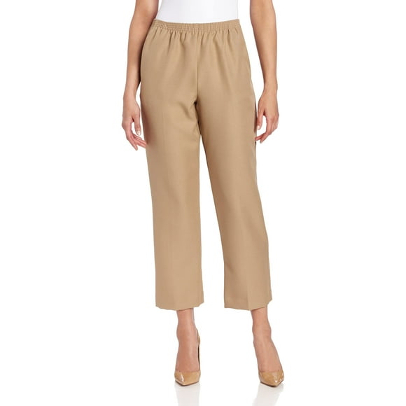 Alfred Dunner Womens Pull-On Style All Around Elastic Waist Polyester Cropped Missy Pants