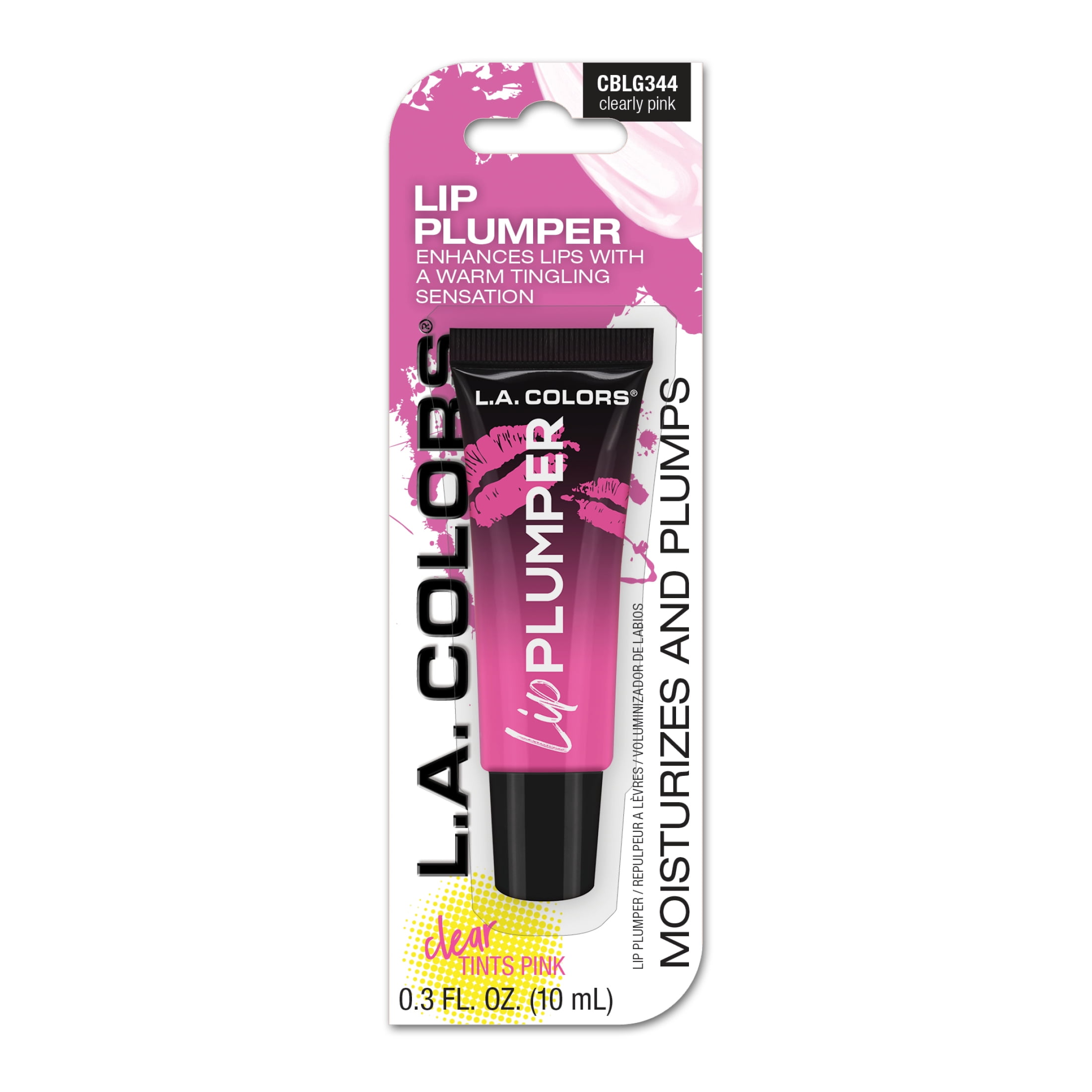 (4 pack) L.A. COLORS Sheer Pink Nourishing & Hydrating Glossy Lip Plumper, Clearly Pink, 0.30 fl oz