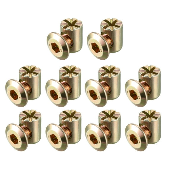 M6x10mm Furniture Bolt Nut Set Carbon Steel Zinc Plated 10 Sets
