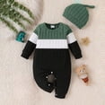 thumbnail image 2 of larppty Newborn Baby Boy Clothes Fall Winter Cute Infant Outfits Long Sleeve Romper Hat Bodysuit Jumpsuits, 2 of 7