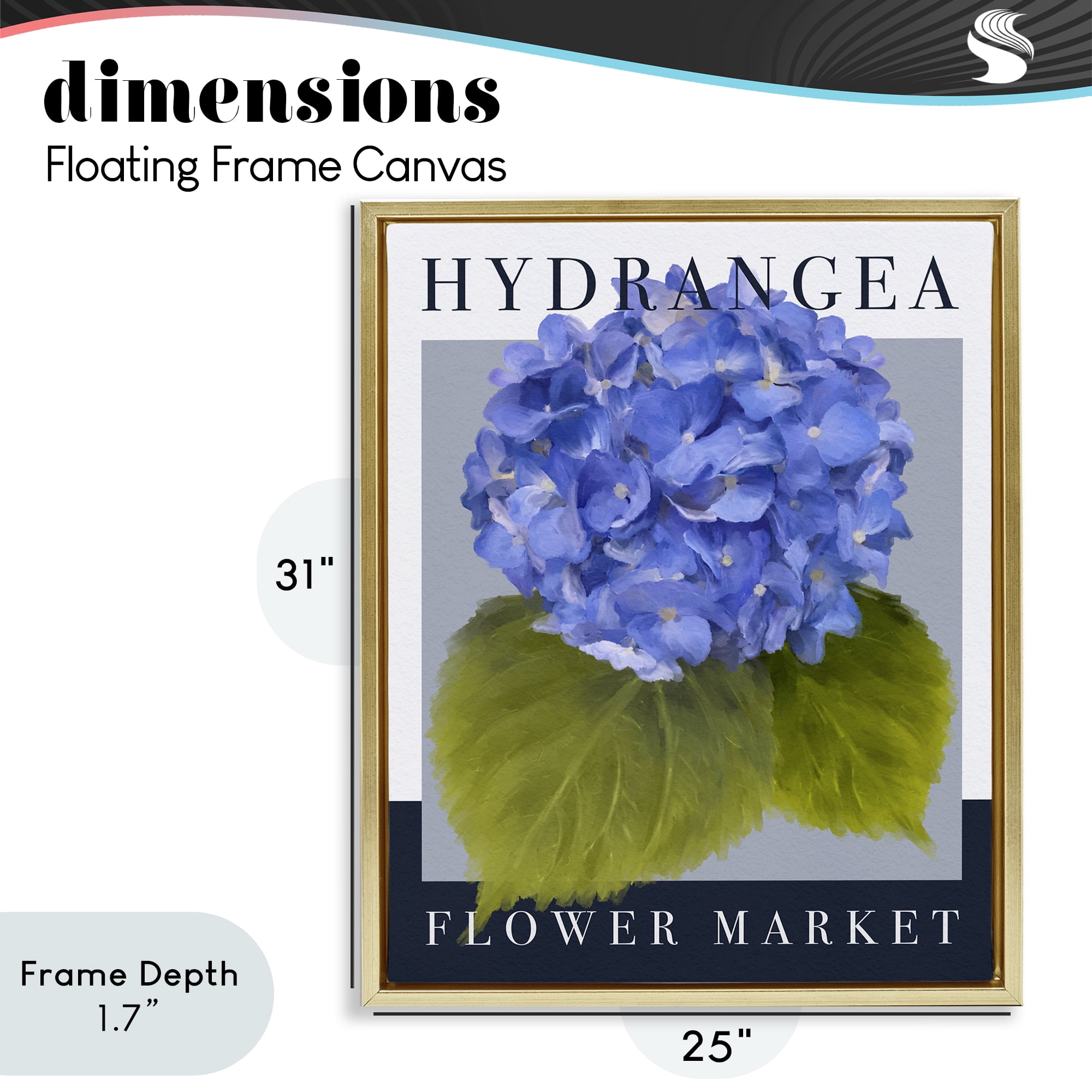Stupell Industries Hydrangea Flower Market Gold Framed Floater Canvas Wall Art, design by Jennifer Stith