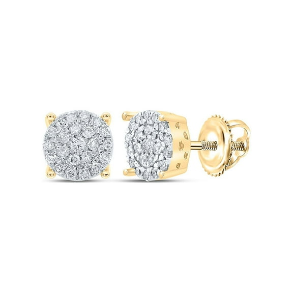 10kt Yellow Gold Womens Round Diamond Cluster Earrings 1/4 Cttw