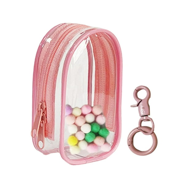 Estuche de transporte para muñecas CUTICAT bolsa transparente con llavero Rosa claro