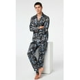 thumbnail image 5 of Tony & Candice Men's Classic Silk Satin Pajama Set Adult Sleepwear (XX-Large, Black with Leaf Patterns), 5 of 6