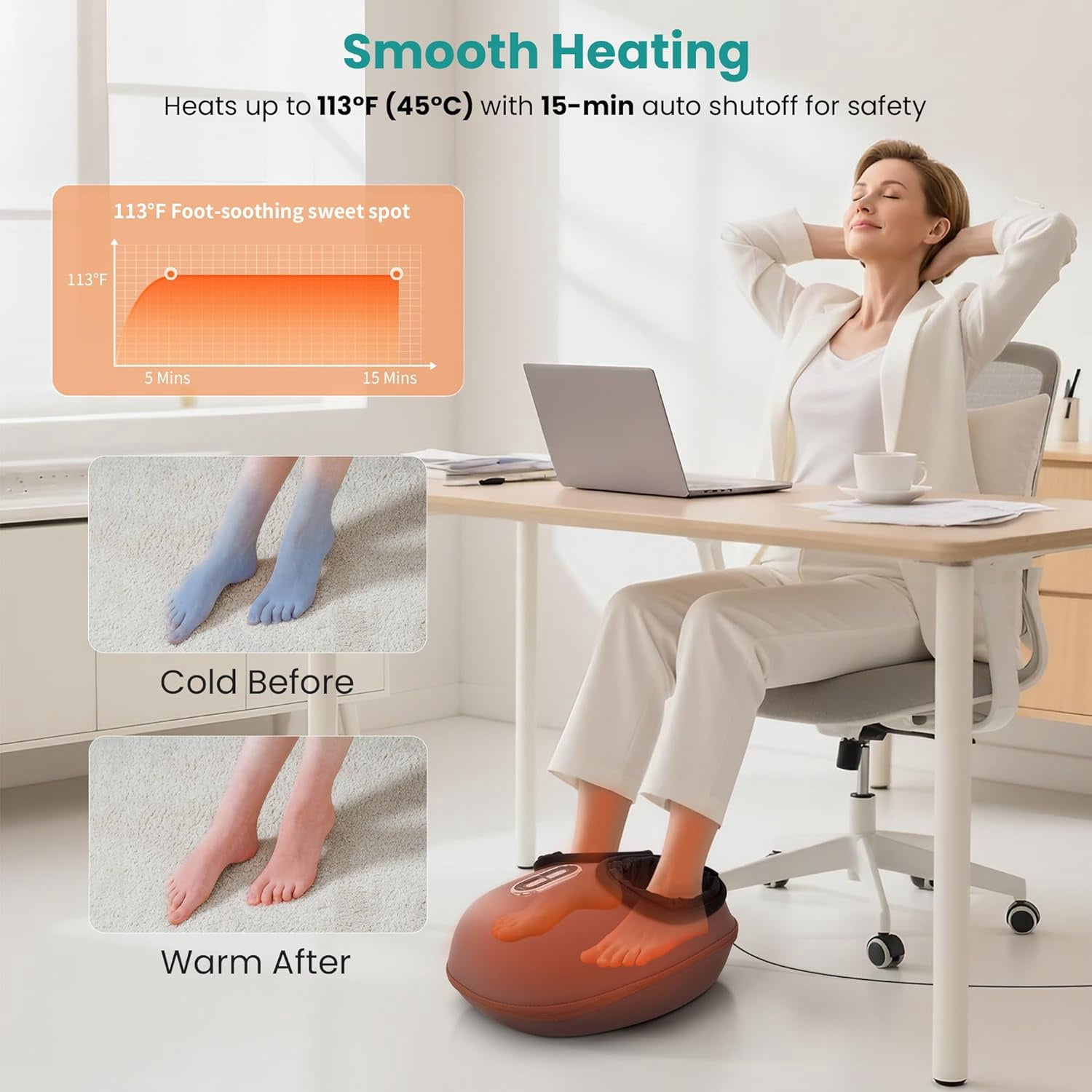 Nekteck Foot Massager with Heat, Shiatsu Foot Massagers Machine for Neuropathy, Blood Circulation, Plantar Fasciitis Relief, Feet Deep Kneading Therapy Air Compression, FSA/HSA, Gifts for Mom/Dad