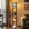 thumbnail image 2 of Floor Lamp with Shelves,Modern Dimmable Standing Lamp Artistic Brown French Grey Corner Display Bookshelf Lamp with 2 USB & 1 Power Outlet for Living Room & Bedroom, 2 of 5