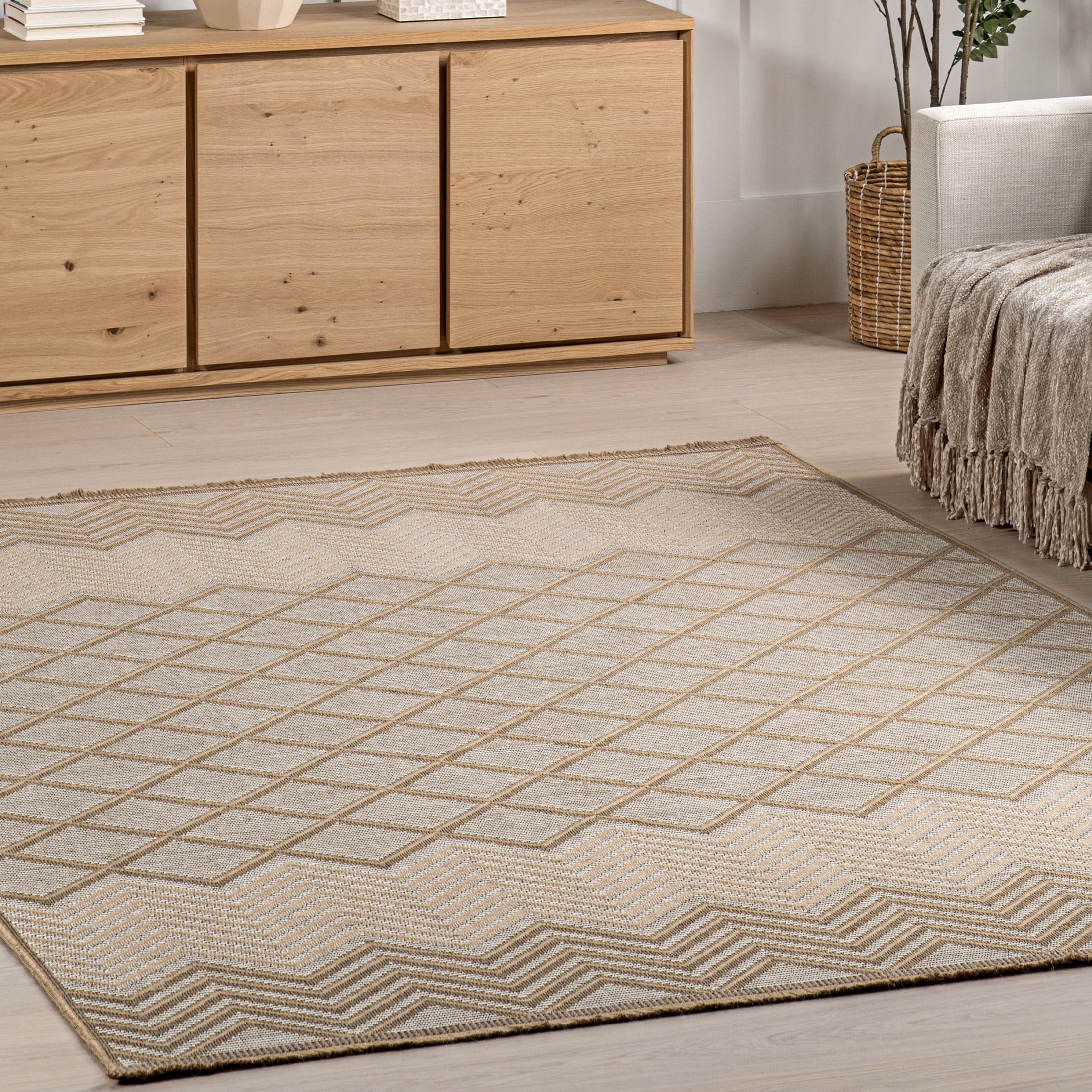 nuLOOM Eleanora Geometric Transitional Jute Area Rug, 4' x 6', Eleanora Ivory