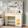 thumbnail image 3 of Satifur Modern LED Vanity Desk with Charging Station & Storage, White Makeup Table for Bedroom, 3 of 10