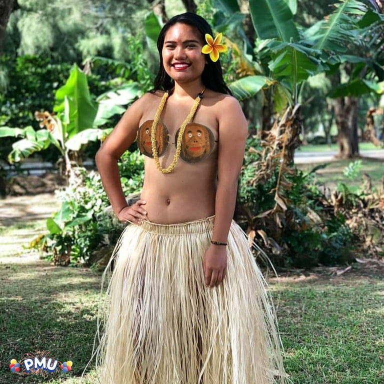 Girls Hawaiian Luau Adjustable Coconut Bra, Hula Bikini Top (Child Size)