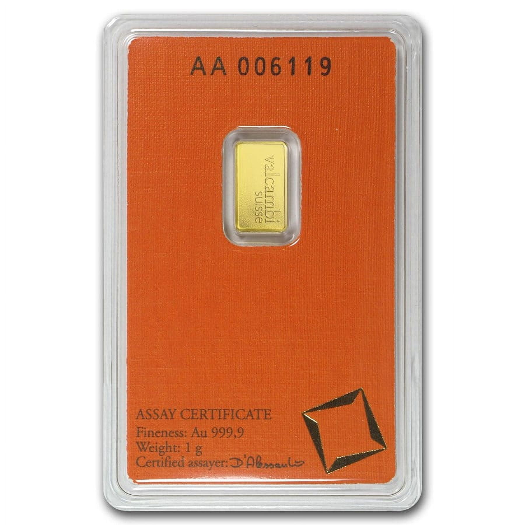 1 Gram Valcambi Suisse .9999 Fine Gold Bar in Assay