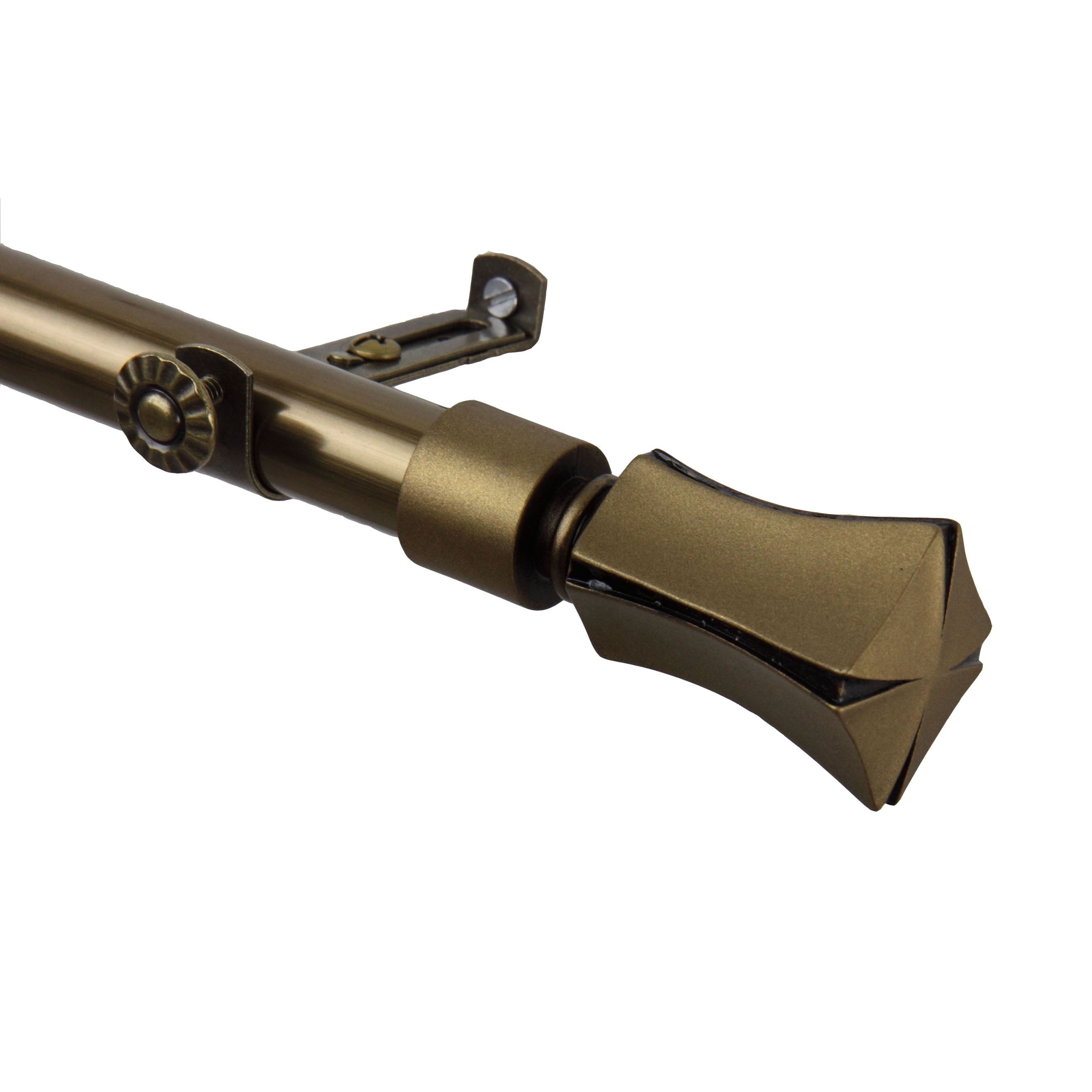 13/16" Dia Adjustable 28-48" Leandro Curtain Rod in Antique Brass