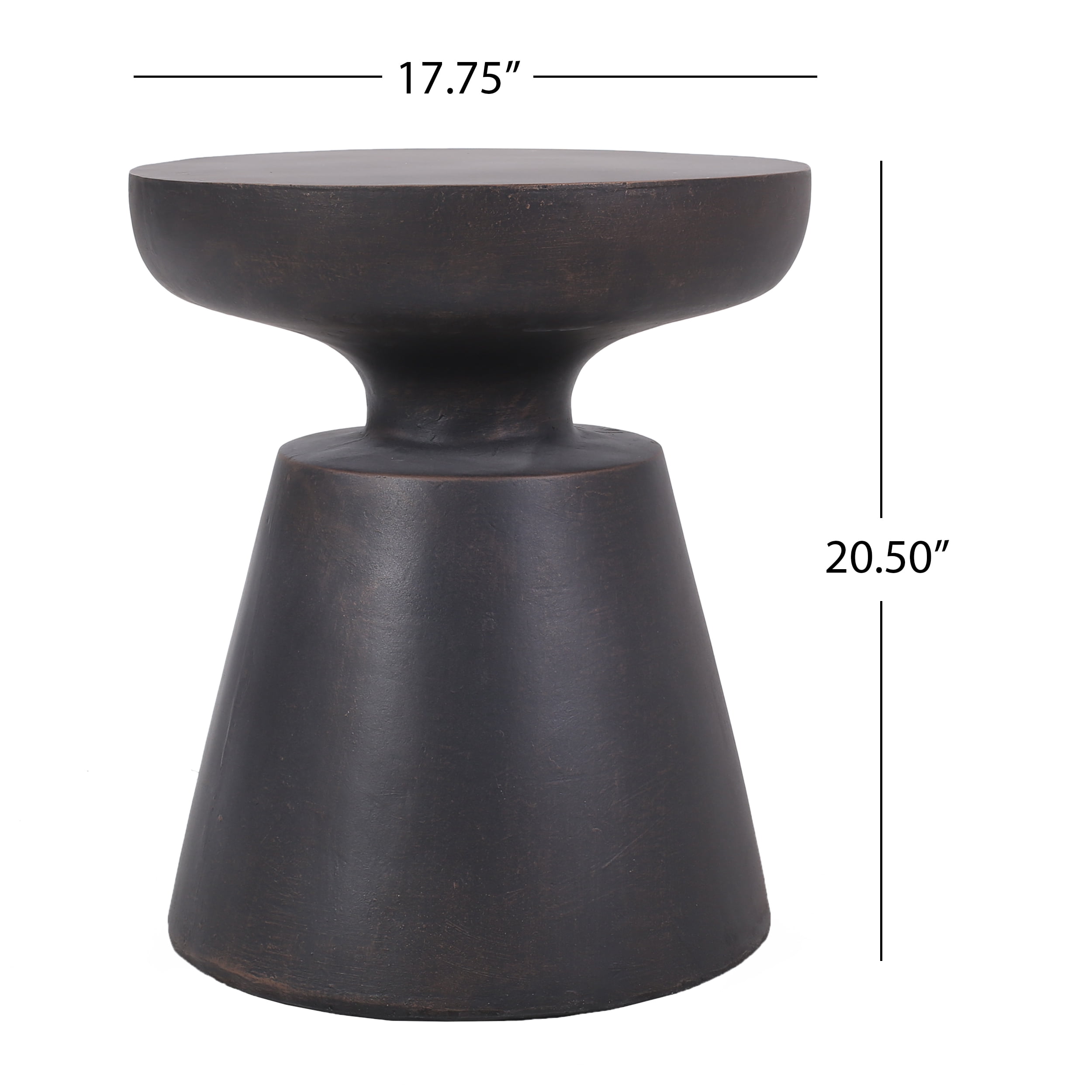 Outdoor Copper Tone Side Table, Lightweight Concrete Material for Patio Garden, Copper