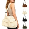 thumbnail image 2 of Spencer Canvas Messenger Bag Large Capacity Hobo Bag Crossbody Shoulder Bag Tote Bag with Multiple Pocket for Women and Men, White, 2 of 10