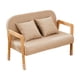thumbnail image 1 of Sofá para niños con brazo de madera maciza con reposabrazos, sofá acolchado de 2 plazas Beige, 1 of 9