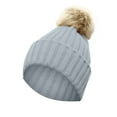 thumbnail image 3 of Dyfzdhu Women Winter Warm Knitted Cute Rabbit F-Ur Ball Yarn Hat Gray, 3 of 5