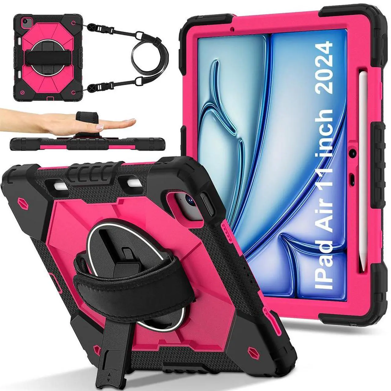 Fintie Shockproof Rotating Case For IPad Air 11-inch (M3 2025 / M2 2024) - With Screen Protector & Tuatara Magic Ring