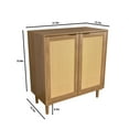 thumbnail image 2 of Sideboard with 2 Doors Wooden Storage Cabinet High Solid Wood Foot Buffet Table Gold Handles Tableware Cabinet Rattan Surface Side Cabinet for Kitchen Living Room Bedroom Furniture Brown Yellow, 2 of 12