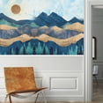thumbnail image 3 of Idea4wall 7pcs Nordic Style Mountain & Sunshine Stick Wallpaper Removable Wall Murals Large Wall Stickers for Home Decoration, 48"x148", 3 of 5