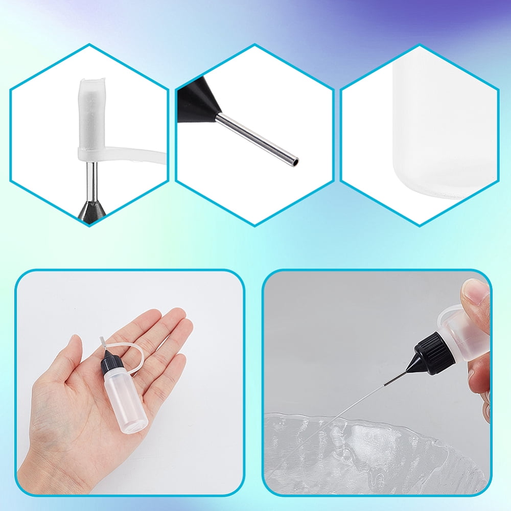 PE Plastic PE Tip Applicator Bottles Empty Refillable Squeeze Bottles for Tattoo Liquid Clear 2.05x7.7cm Capacity: 10ml(0.34fl. oz) DIY