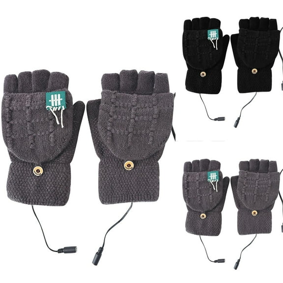 Lovzfmll Fingerless Heated Gloves, Rechargeable Winter Gloves for Men and Women, Adjustable Temperature Control with Open Finger, Coffee