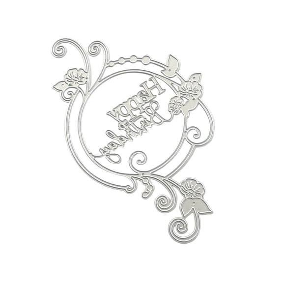 Happy Birthday Wreath Cutting Dies Carbon Steel Die Cut Metal Embossing Templates for Art Craft Card Making Scrapbooking