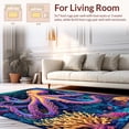 thumbnail image 2 of Flatwoven High Traffic Area Rug, Underwater Wonder Tasseled Runner With Nautical Creatures, Non Slip, Stain Resistant, Washable Area Rugs for Living Room, Bedroom(Purple, 4X6), 2 of 8