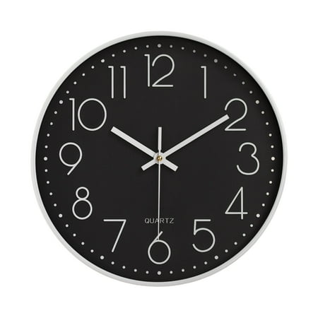 huanledash 8 Inch Silent Wall Clock Embossed Scale Round Dial Pointer Display Battery Powered Accurate Timekeeper Plastic Quartz Wall Clock Living Room Bedroom Decor
