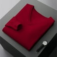 thumbnail image 6 of Men's V Neck Knit Sweater Long Sleeve Pullover Casual Lightweight Sweater, 6 of 8