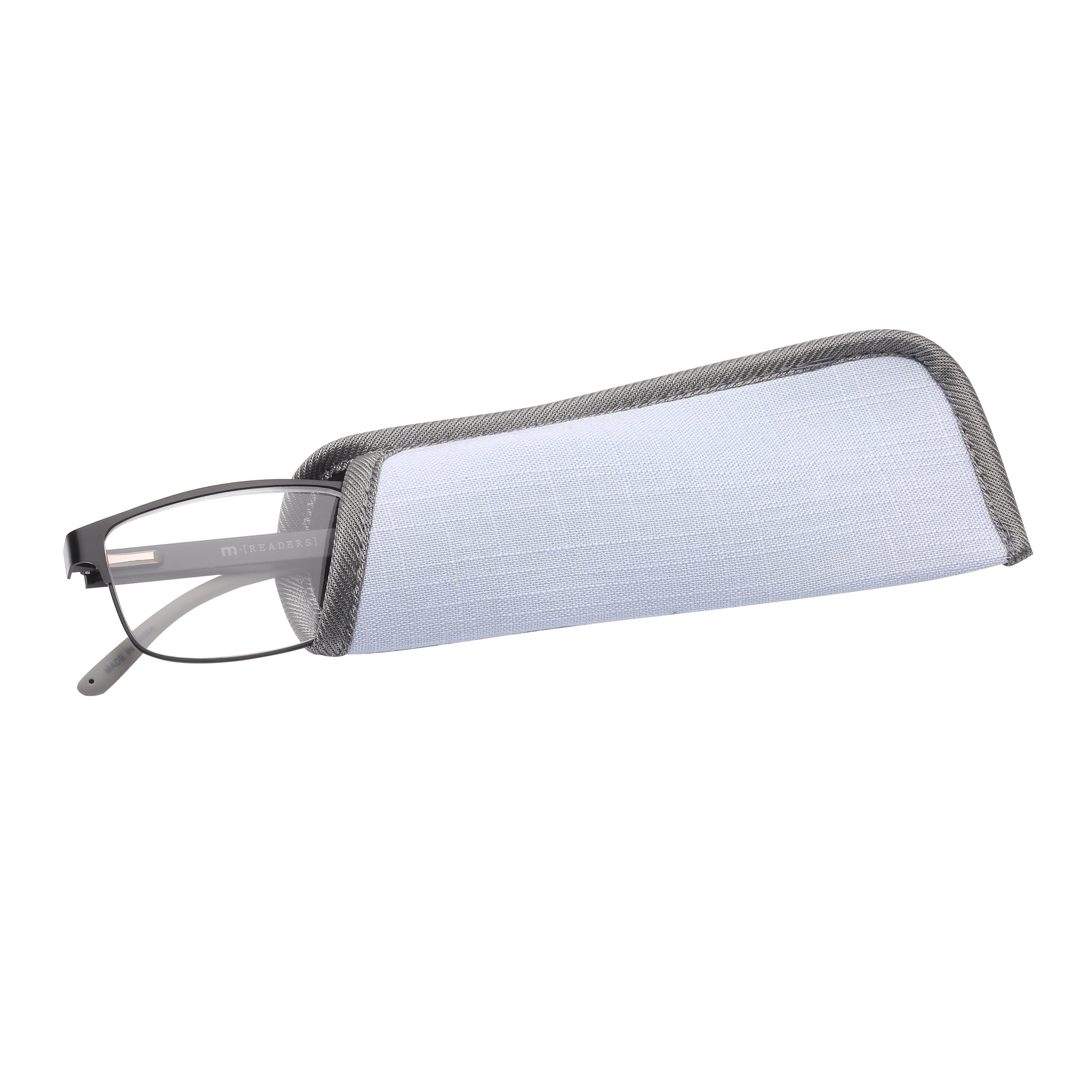 M+ Mens Spring Hinge Metal Reading Glasses Mblk 2.50 Nelson in Matte Black with Pouch