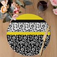 thumbnail image 3 of Black Yellow Round 15 Inch Placemats Set of 4, Garden Floral Stripe Aesthetic Flower Boho HeatResistant Non Slip Place Mats for Dining Table, Wipeable Braided Kitchen Table Mats for Housewarming, 3 of 9