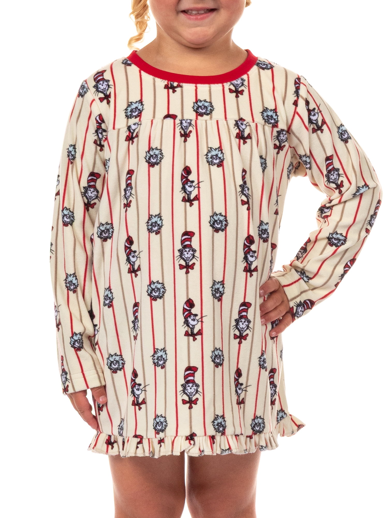 Dr. Seuss Cat in the Hat Matching Family Velour Pajama Sets, Nightgown, Toddler