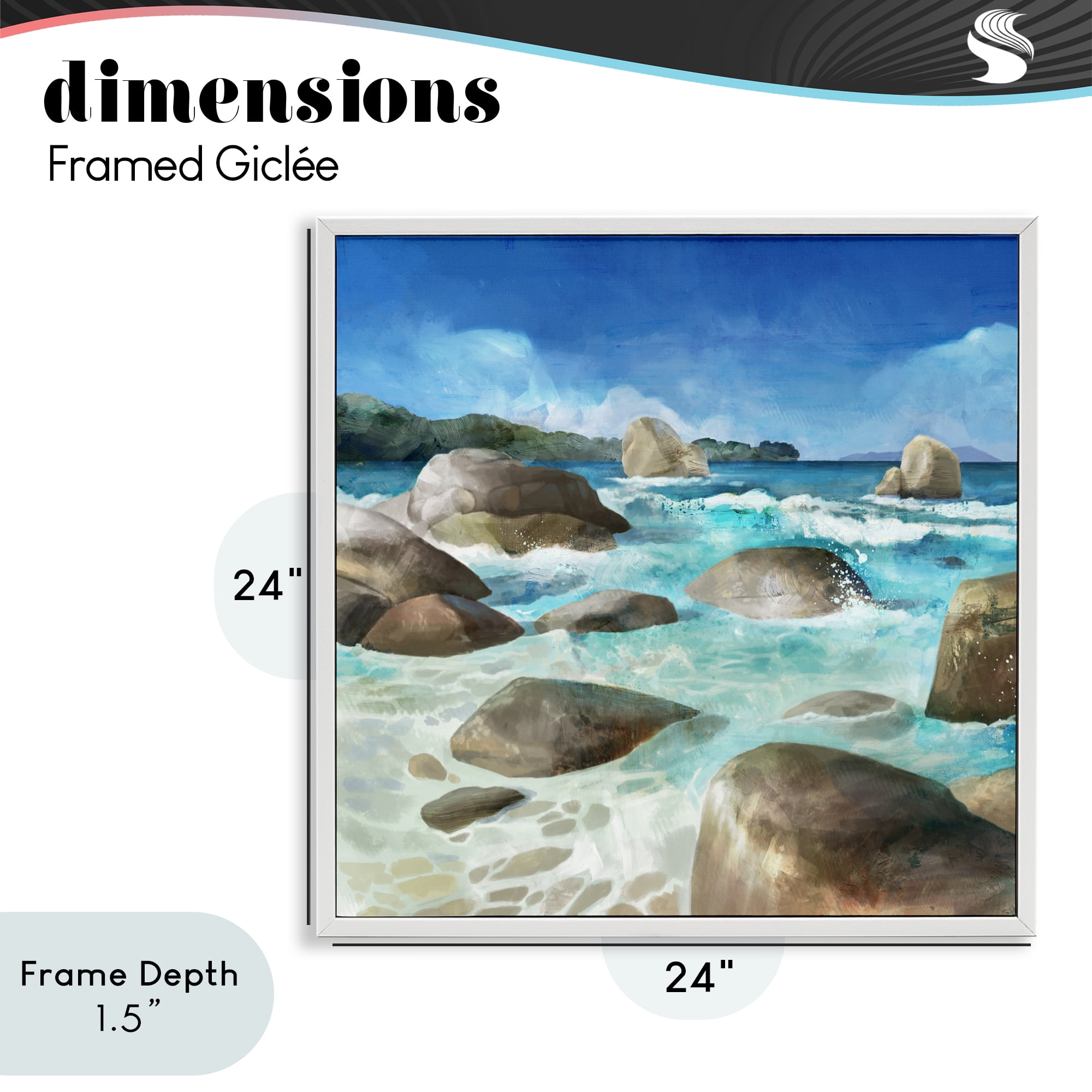 Stupell Industries Low Tide Rocks on Shore White Framed Giclee Art, design by Mauro Devereaux