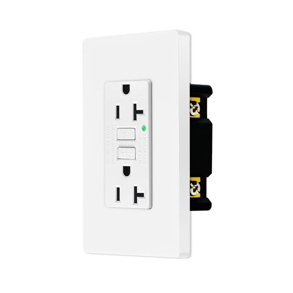 Nineleaf GFCI Outlets 20 Amp, Non-Tamper Resistant, Decor GFI Receptacles with LED Indicator, Ground Fault Circuit Interrupter, Wallplate Included, ETL Listed, White,20 Pack
