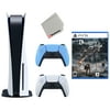 Restored Sony Playstation 5 Disc Version with Extra Controller, Demons Souls and Cleaning Cloth Bundle - Starlight Blue - (Refurbished)