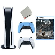 Restored Sony Playstation 5 Disc Version with Extra Controller, Demons Souls and Cleaning Cloth Bundle - Starlight Blue - (Refurbished)