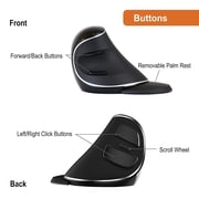J-Tech Digital Wireless Ergonomic Vertical USB Mouse with Adjustable Sensitivity (600/1000/1600 DPI), Scroll Endurance, Removable Palm Rest & Thumb Buttons [V628P]