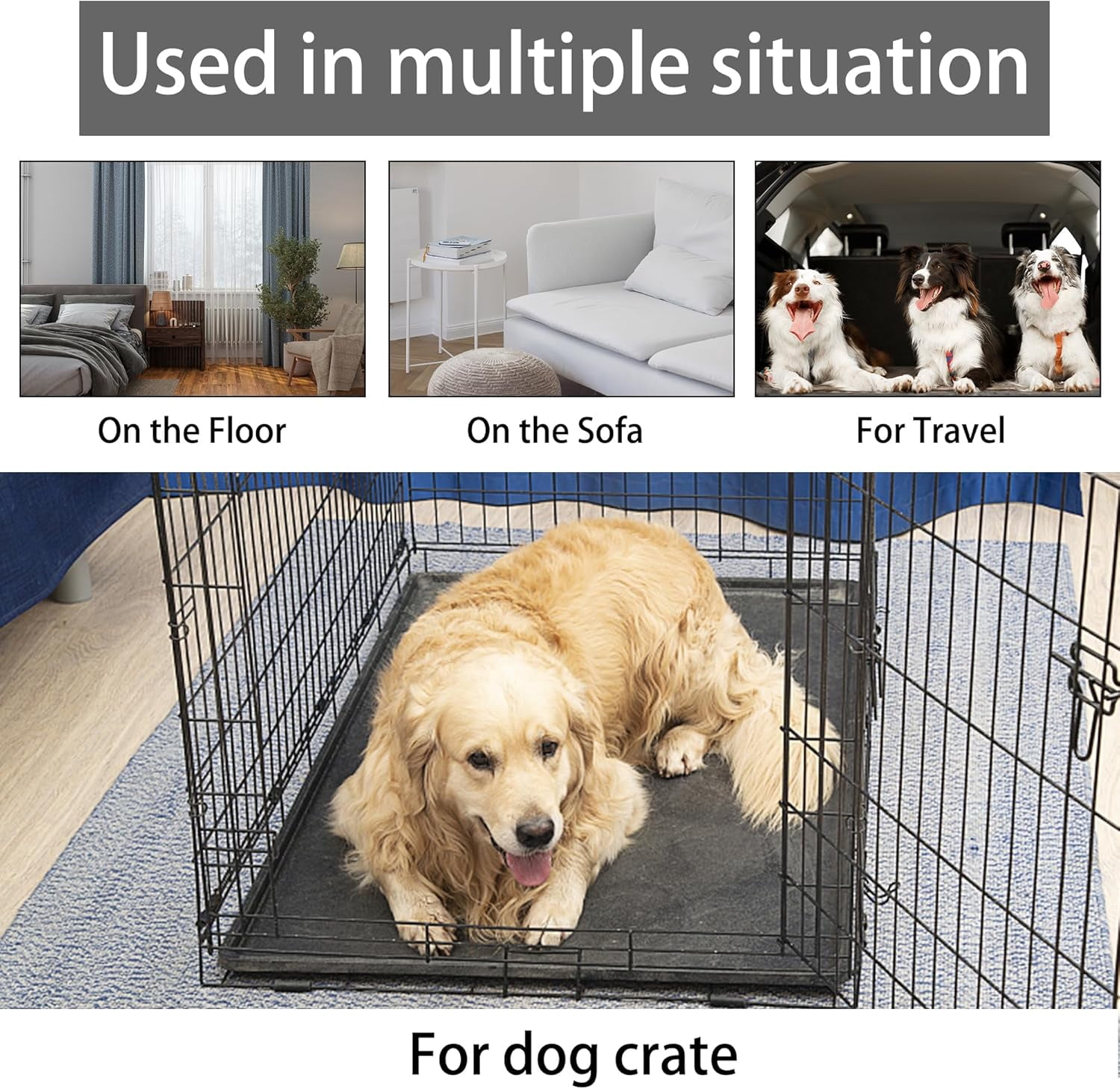 Dog Bed Mat Plush 4in Orthopedic Pad for Large Dogs up to 150 lbs Waterproof Removable Cover Machine Washable for XXXL Dogs