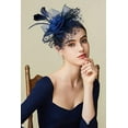thumbnail image 6 of Visland Elegant Fascinator Hat with Faux Feather and Mesh Embellishments, Black, 6 of 8