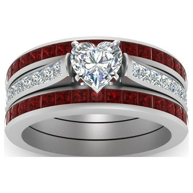 EGNMCR Rings Couple Ring Wood Grain Titanium Steel Heart Three Layer Ring Ring Set Ring ring
