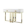 thumbnail image 2 of Bowery Hill Modern 2-Drawers Stainless Steel Base Console Table White/Gold, 2 of 10