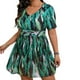 thumbnail image 2 of Traje de baño de 2 piezas para mujer, trajes de baño para mujer, traje de baño de verano para mujer con mangas cortas, estampado, cuello en V y falda, traje de baño de nylon para mujer, 2 of 9