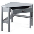 thumbnail image 1 of Costway Triangle Computer Desk Corner Office Desk Laptop Table w/ Drawer Shelves Rustic, 1 of 7