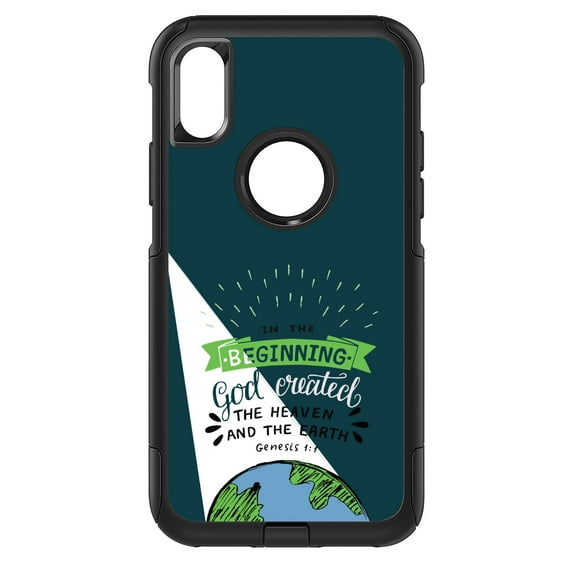 DistinctInk Custom SKIN / DECAL compatible with OtterBox Commuter for iPhone XR (6.1" Screen) - Genesis 1:1 - God Created the Heaven & the Earth