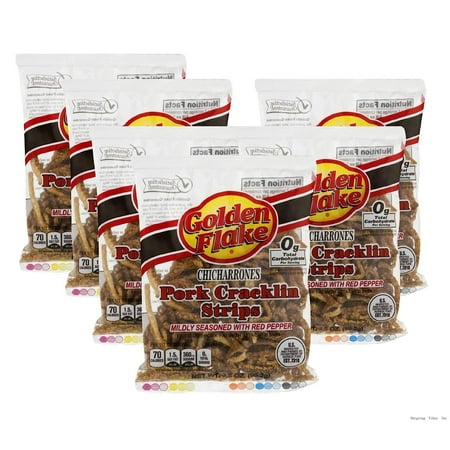 fried pork cracklin strips mildly seasoned with red - 3.25 oz. bags (6 bags)