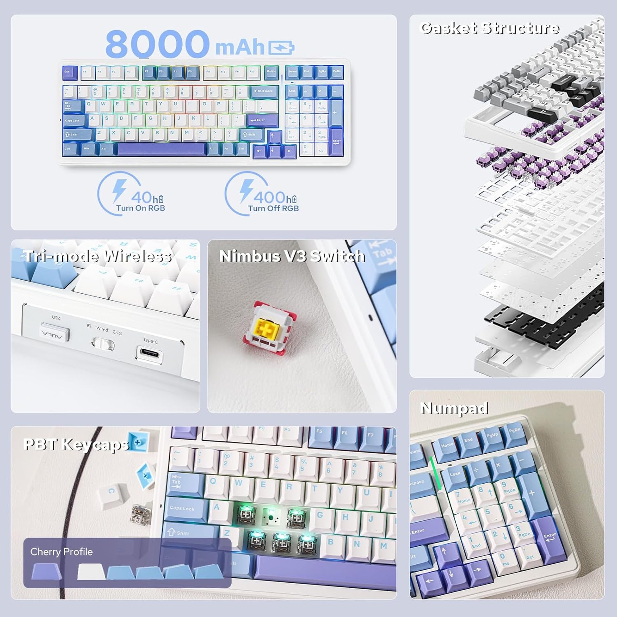 AULA F99 Wireless Mechanical Gaming Keyboard, 96% Compact photo 2